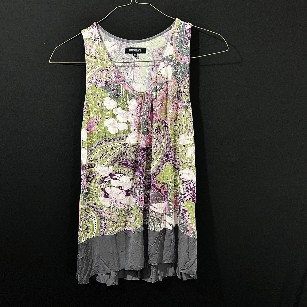 Ellen Tracy Sheath Dress Women's Large Paisley Floral Pink‎ Purple Green